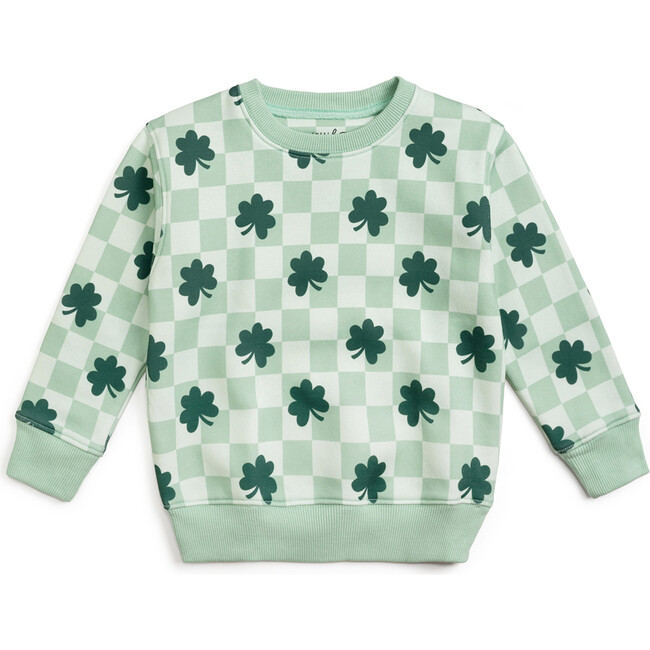 Shamrock Checkered St. Patrick's Day Sweatshirt, Sage