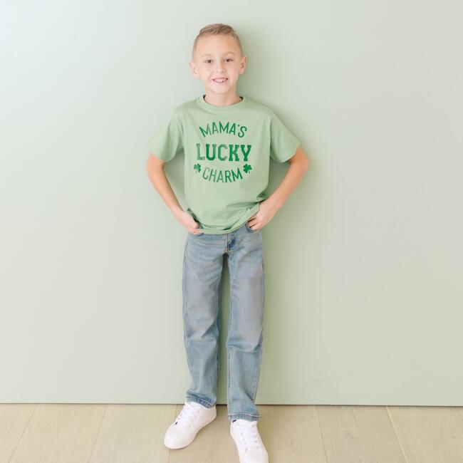 Mama's Lucky Charm St. Patrick's Day Short Sleeve T-Shirt, Sage