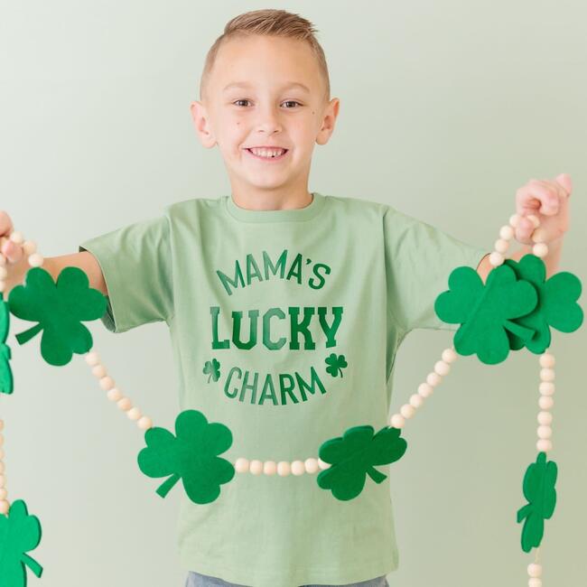 Mama's Lucky Charm St. Patrick's Day Short Sleeve T-Shirt, Sage - T-Shirts - 3