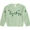Lucky Shamrock St. Patrick's Day Knit Sweater, Mint Green - Sweaters - 1 - thumbnail