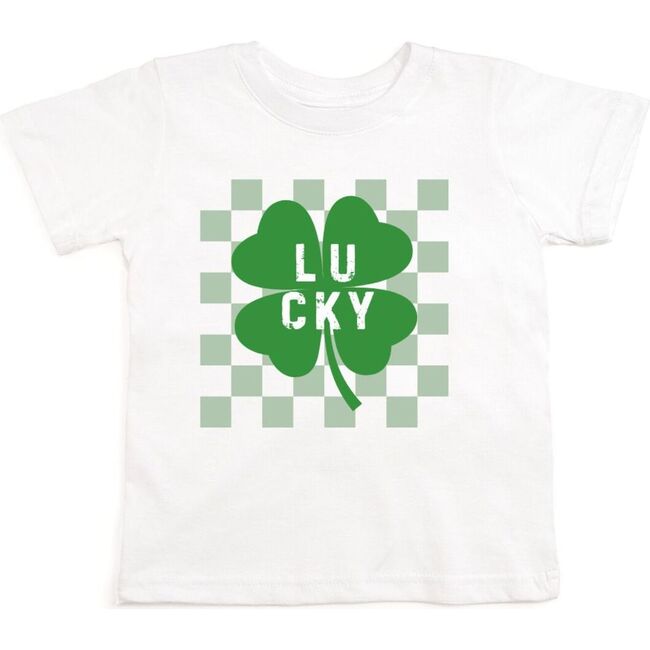 Lucky Shamrock Checkered St. Patrick's Day Short Sleeve T-Shirt, Ash