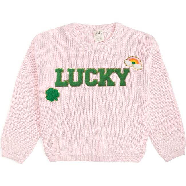 Lucky Patch St. Patrick's Day Knit Sweater, Pink