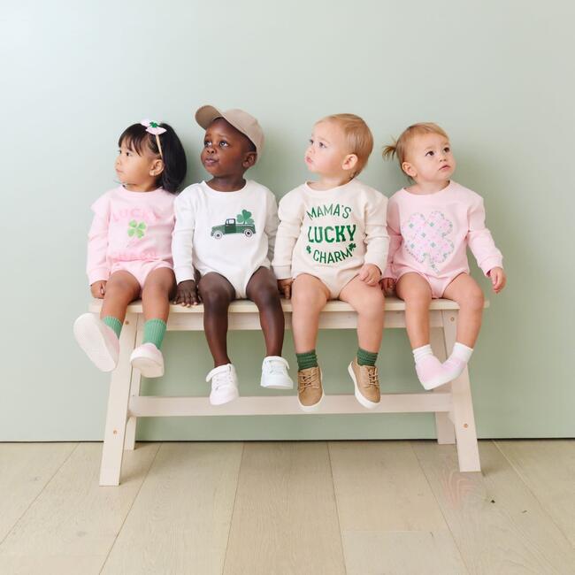 Lucky Charm St. Patrick's Day Long Sleeve Romper, Ballet