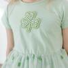 Flocked Shamrock St. Patrick's Day Tiered Short Sleeve Tutu Dress, Mint Green - Dresses - 3