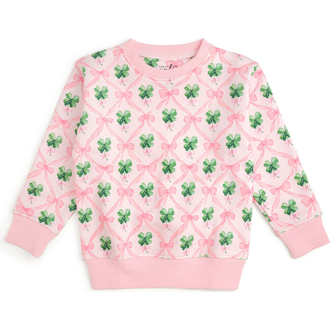 Coquette Clover St. Patrick's Day Sweatshirt, Light Pink