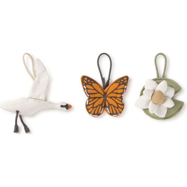 Set of 3 rattle toy hangers - Swan