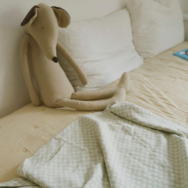 Knitted Blanket Tiles Blue Sage - Throws - 3