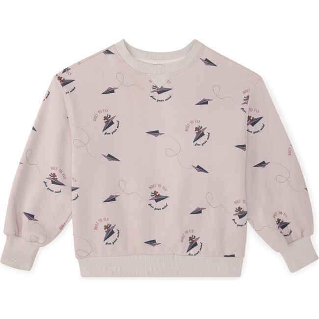 Organic Weekend Airplane Graphic Sweatshirt, Purple