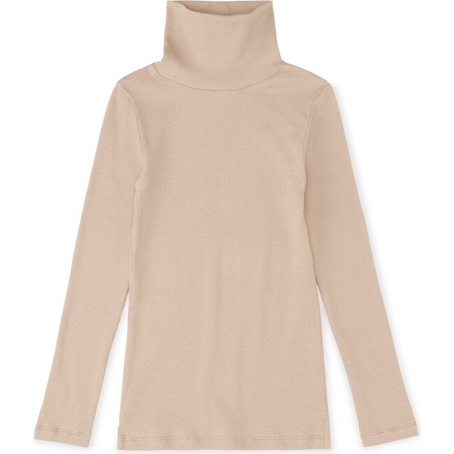 Essential Rib Turtleneck Tee, Almond