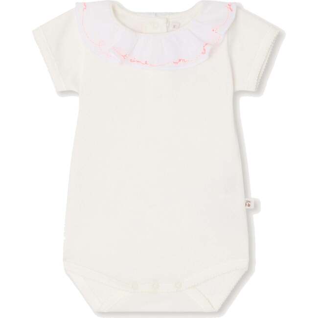 BONPOINT June Neon Detail Bodysuit, Blanc Lait