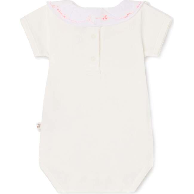 BONPOINT June Neon Detail Bodysuit, Blanc Lait
