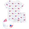 The Organic Short Sleeve Pajama Set, Flags and Fireworks - Pajamas - 1 - thumbnail