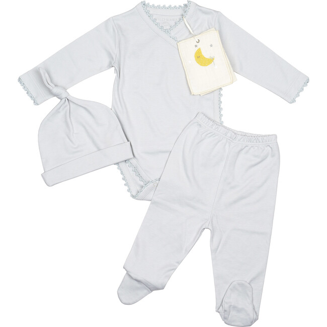 Crochet Trim Three Piece Set, Blue