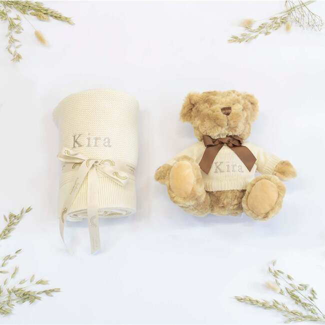 New Baby Blanket And Teddy, Ivory - Mixed Accessories Set - 4