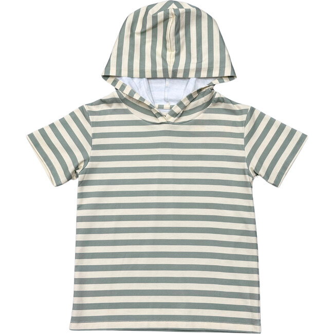 Short Sleeve Hoodie Pullover Desert Sage Stripe