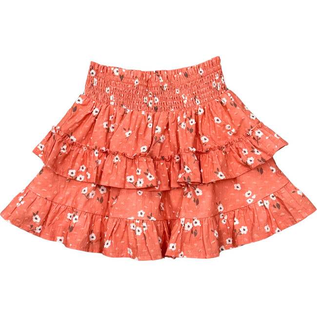 Ruffled Skirt Coral Mini Spaced Floral