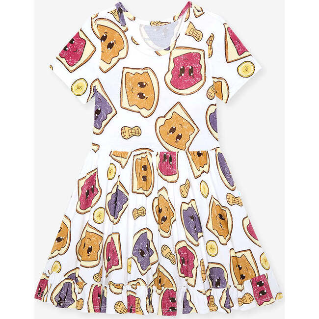 Peanut Butter Jelly Time Ruffled Twirl Dress White