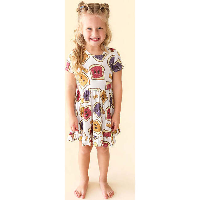 Peanut Butter Jelly Time Ruffled Twirl Dress White