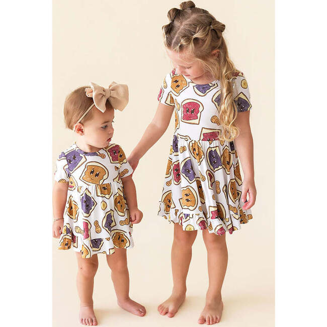 Peanut Butter Jelly Time Ruffled Twirl Bodysuit Dress White - Dresses - 3