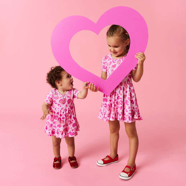 Love Leopard Ruffled Twirl Bodysuit Dress Pink - Dresses - 4