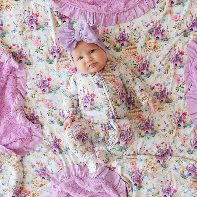 Katrina Footie Ruffled Zippered One Piece Pink