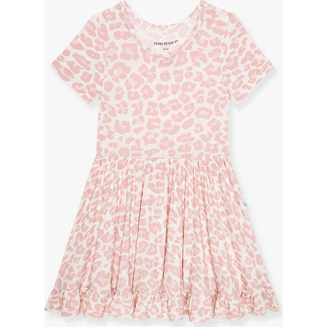 Delaney Short Sleeve Ruffled Twirl Dress Pink