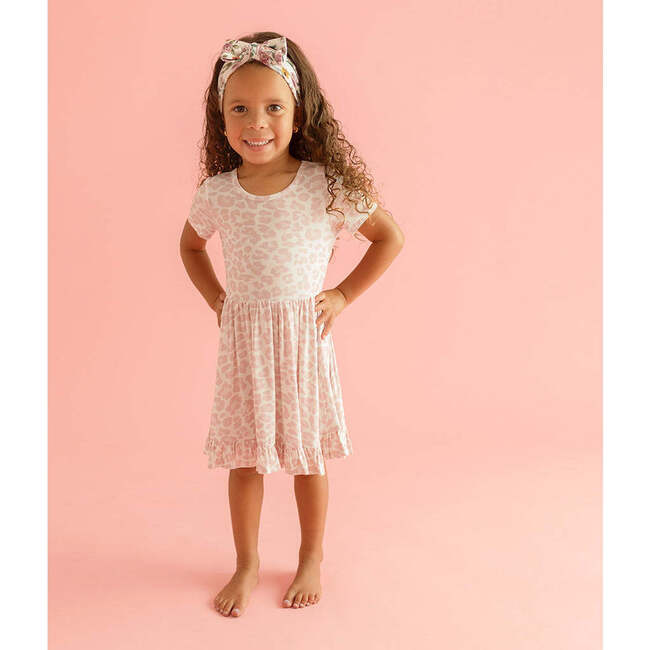 Delaney Short Sleeve Ruffled Twirl Dress Pink