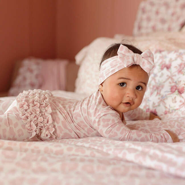 Delaney Footie Ruffled Zippered One Piece Pink