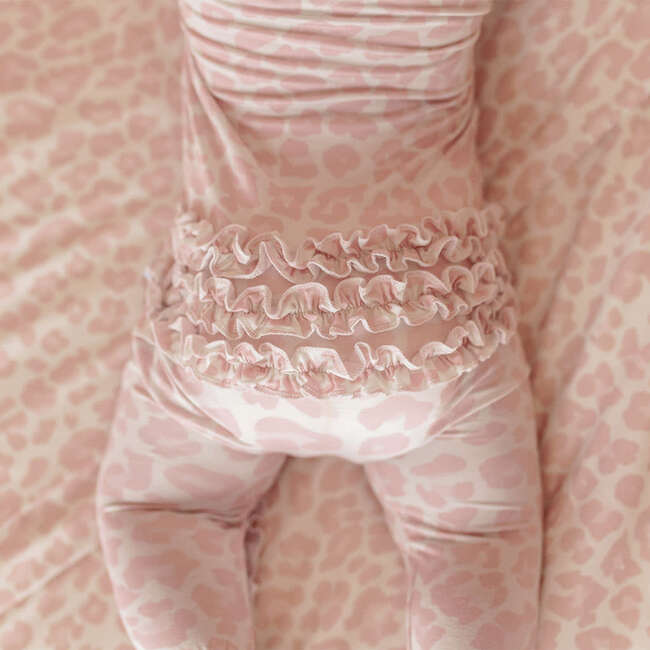 Delaney Footie Ruffled Zippered One Piece Pink - Footie Pajamas - 4