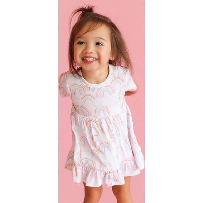 April Ruffled Twirl Bodysuit Dress Pink