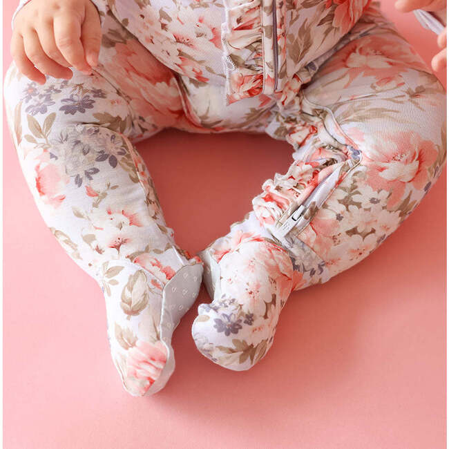 Aviva Footie Ruffled Zippered One Piece Blue - Footie Pajamas - 3