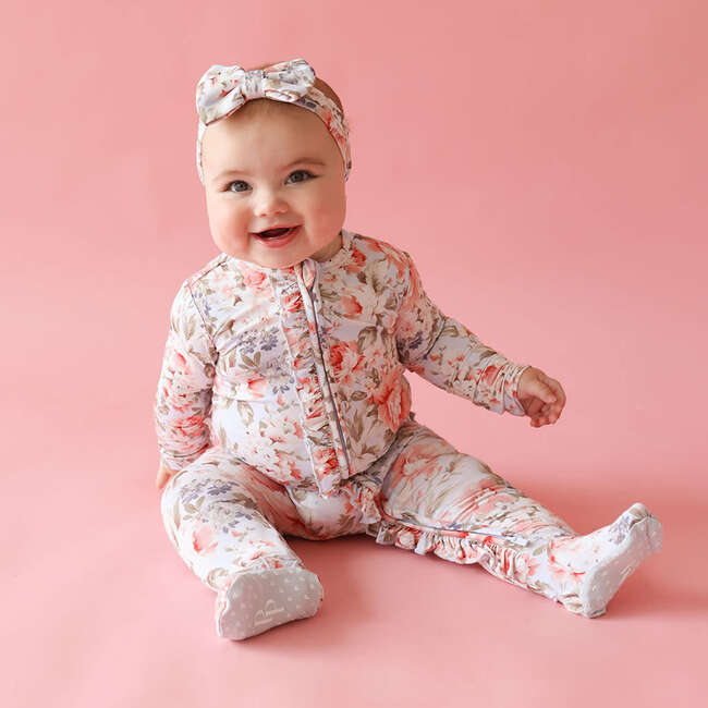 Aviva Footie Ruffled Zippered One Piece Blue - Footie Pajamas - 5