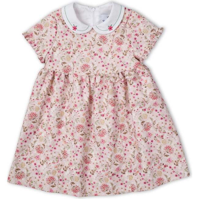 Floral Dress With Embroidered Collar