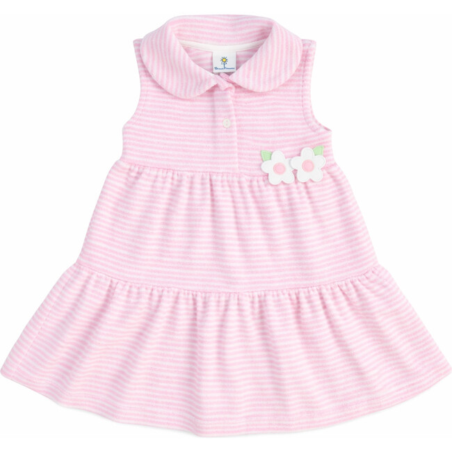 Stripe Terry Dress W/Flowers