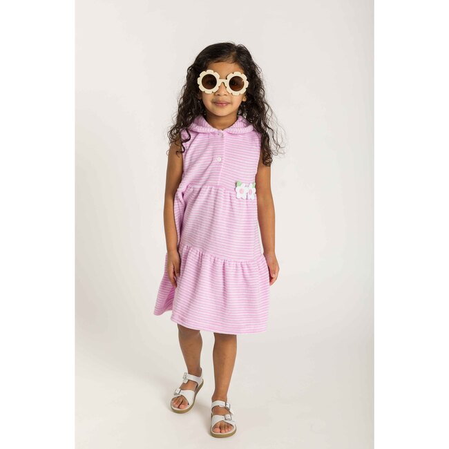 Stripe Terry Dress W/Flowers
