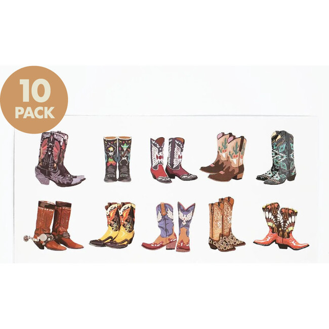Western Cowboy Boot Temporary Tattoos - 10 Pack