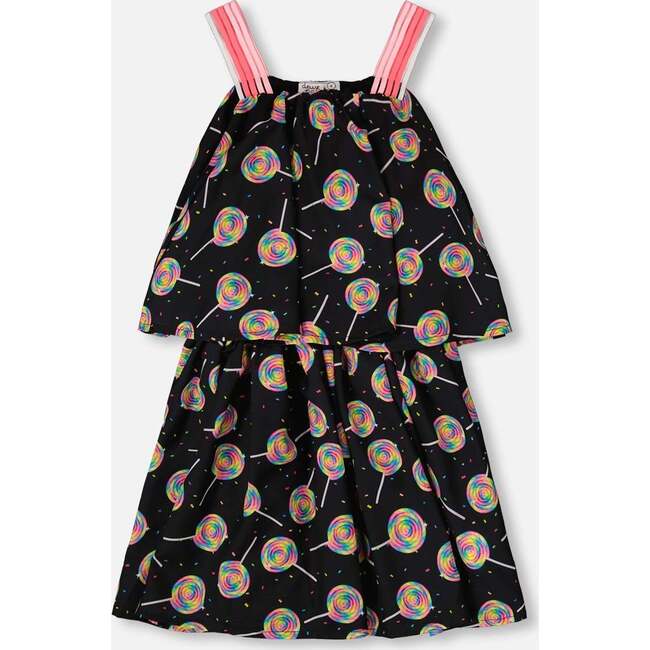 Woven Dress, Black Printed Lollipop