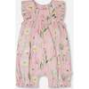Viscose Romper, Pink Printed Flowers - Rompers - 1 - thumbnail