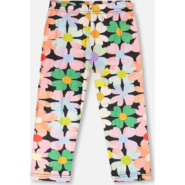 Viscose Leggings, Black Floral Print