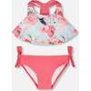 Two-Piece Swimsuit, Blue Flamingo Print - Two Pieces - 1 - thumbnail