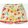 Viscose Shorts, White Printed Daffodils - Shorts - 1 - thumbnail