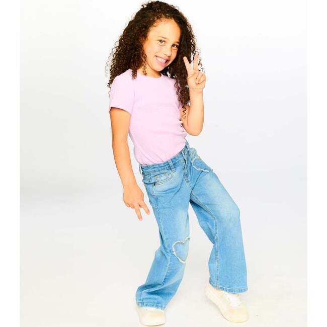 Wide Leg Denim Jeans, Light Blue Denim