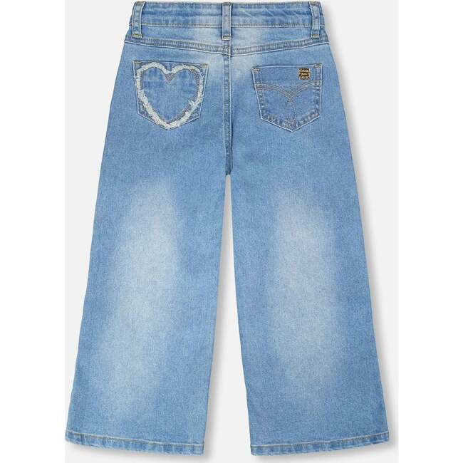 Wide Leg Denim Jeans, Light Blue Denim - Jeans - 3