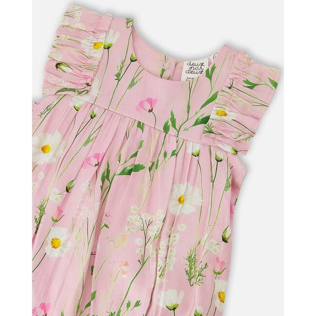 Viscose Romper, Pink Printed Flowers - Rompers - 3
