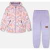 Two-Piece Mid-Season Outerwear Set, Pink Flower Print - Raincoats - 1 - thumbnail