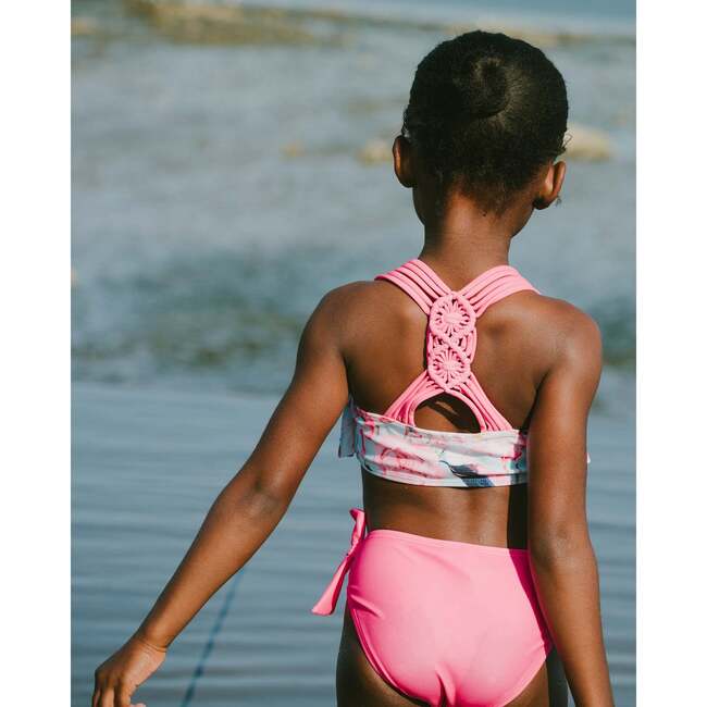 Two-Piece Swimsuit, Blue Flamingo Print - Two Pieces - 3