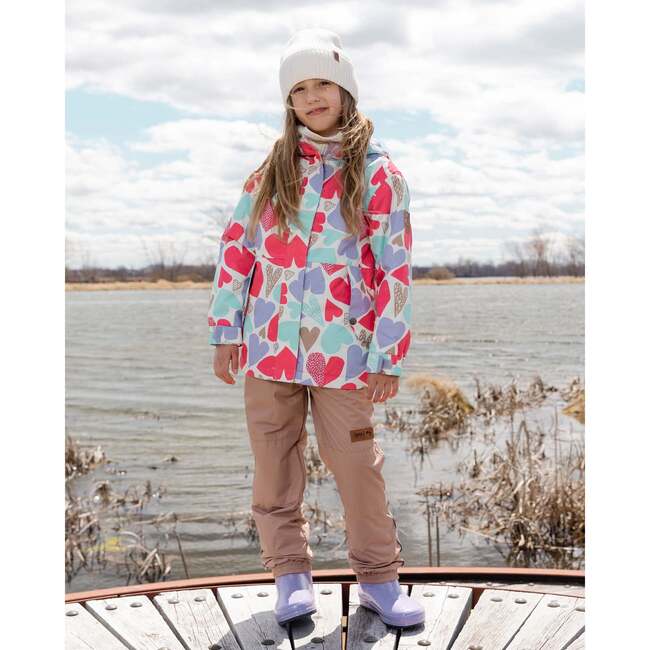 Two-Piece Mid-Season Outerwear Set, White Heart Print