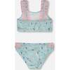 Two-Piece Swimsuit, Blue Seahorse Print - Two Pieces - 3