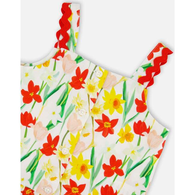 Viscose Top, White Printed Daffodils - Blouses - 4