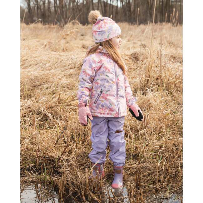 Two-Piece Mid-Season Outerwear Set, Pink Flower Print